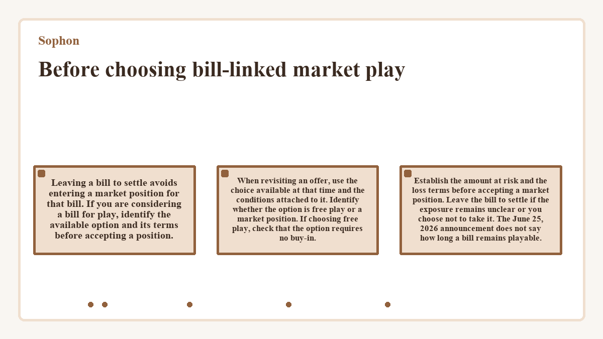 Graphic: Before choosing bill-linked market play (Sophon)