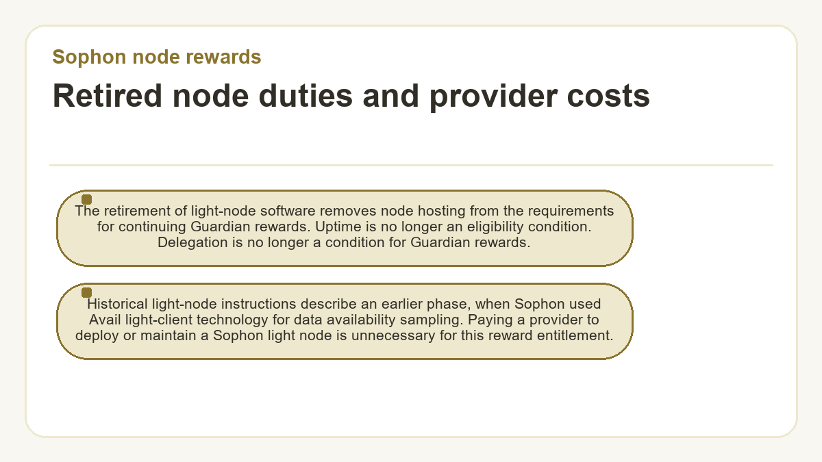 Sophon node rewards - Retired node duties and provider costs